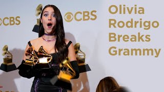 Olivia Rodrigo drops and breaks one of her 3 Grammy awards kreepa shorts ohno [upl. by Nora865]