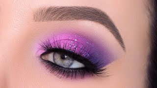 HOW TO Purple Glitter Smokey Eye Makeup tutorial [upl. by Loram]