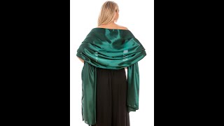 Central Chic Satin Emerald Green Shawl Wedding Pashmina Wrap Scarf for Weddings Bridesmaids SM [upl. by Fiona621]