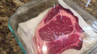 Dry Aging Steak at Home with Rice Recipe  Cast Iron Cooking  cote de boeuf [upl. by Eyanaj]