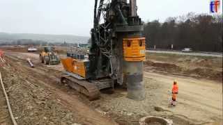 Liebherr LB28 DRILL on highway construction site A8 Karlsbad GERMANY 2013 [upl. by Laura827]