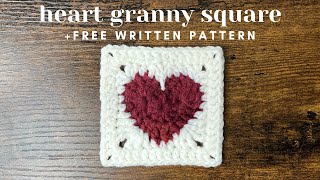 Crochet Heart Granny Square Tutorial amp Free Written Pattern [upl. by Ees515]