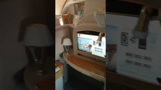 FIRST CLASS EMIRATES AIRLINES BOEING 777300ER IN LISBON PORTUGAL [upl. by Erual]