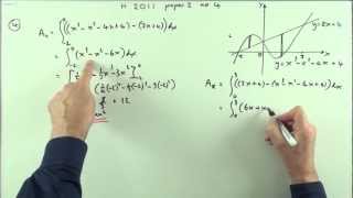 2011 SQA Higher Maths paper 2 no4 Area between curves [upl. by Amando]