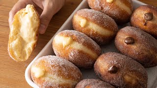 カスタードクリームドーナツの作り方 Custard Cream Donuts（Vanilla amp Chocolate）｜HidaMari Cooking [upl. by Tami]